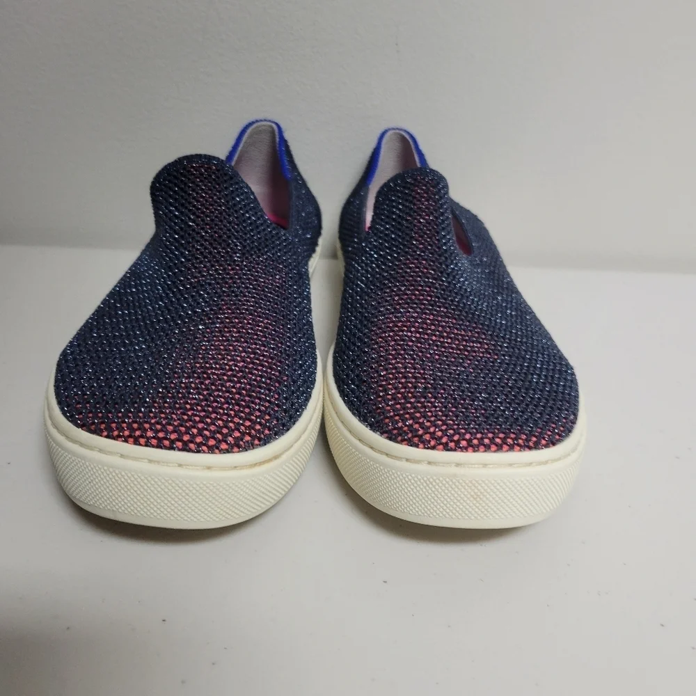 Rothy's The Sneaker Kids Size 3 Metallic Lattice Stitch Slip On Flat Shoes.